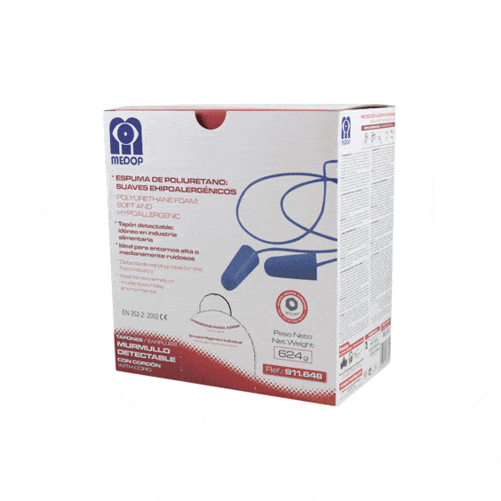 Dispensador 200 tampões detectáveis com cordão SNR 37DB - MEDOP