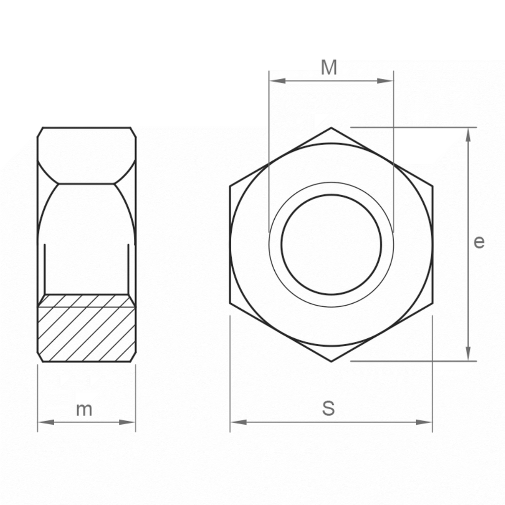 Porca sextavada DIN 934-8 I rosca métrica I zincada W 1 I Ø M16
