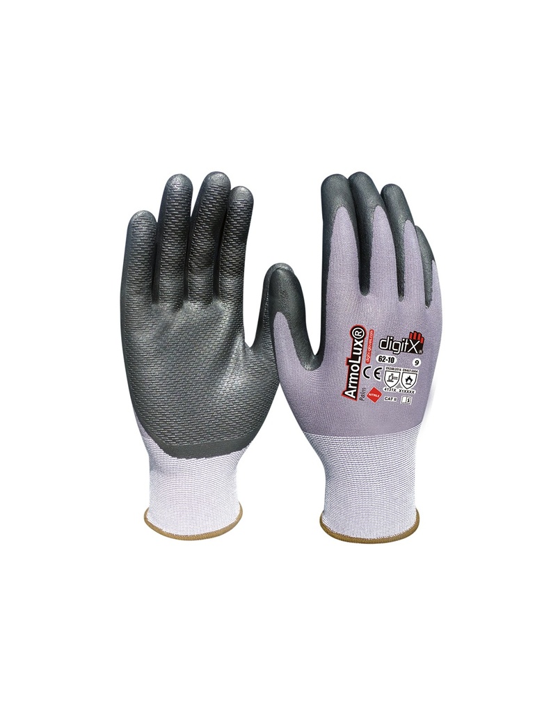 Luva de nitrio espumoso revestida  I pack 12 unid cx 60 pares I modelo: ARMOLUX PALM I SAFETOP