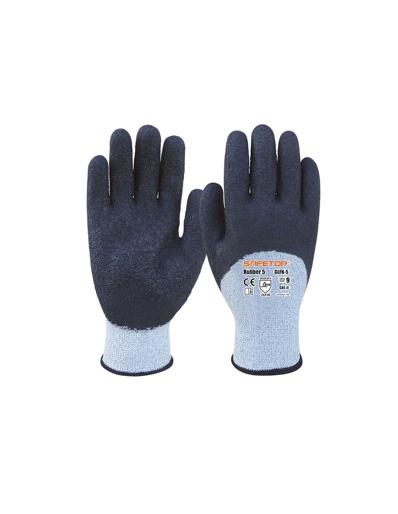 Luva I anticorte B de látex rugoso I modelo: RUBBER 5 I SAFETOP
