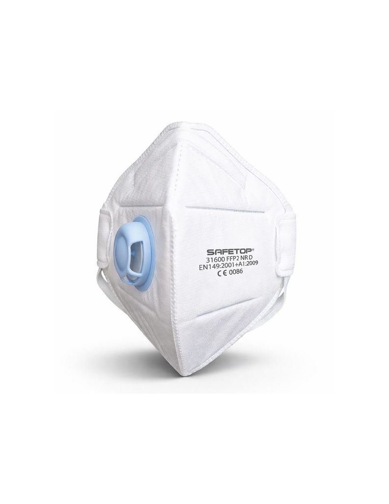 Máscara dobrável vertical c/ válvula s/metal FFP2 D SAFETOP