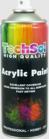 Spray esmalte acrílico multiusos, 400 ml I Cor: preto brilhante I Caixa: 6 unidades I Tinta de secagem rápida e flexivel resistente aos raios UV I TECH