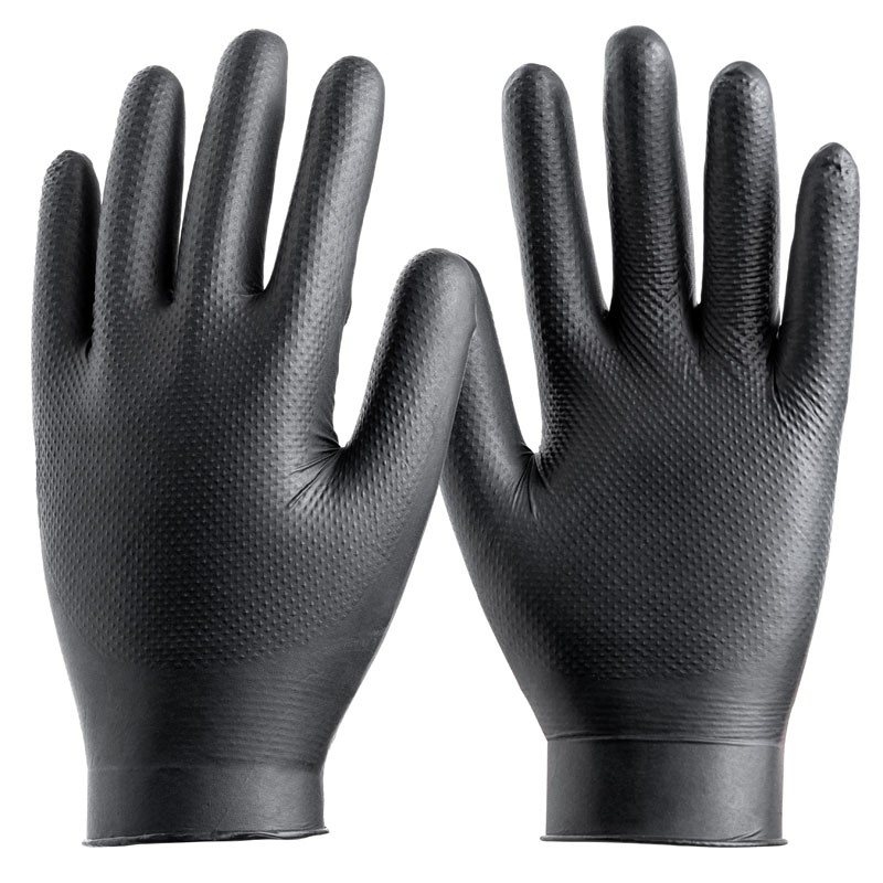 Luva nitrilo preta I 1 cx 50 unid 10 packs I modelo: DIAMANTADO I SAFETOP