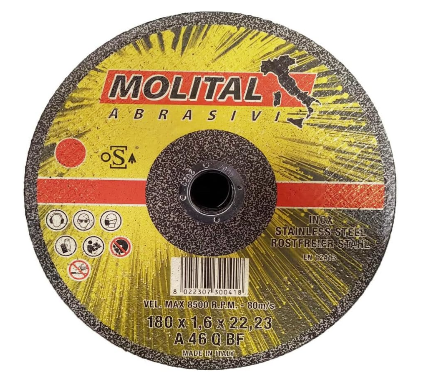 Disco de corte inox I medida: 180 x 1.6 x 22 I caixa: 50 unidades I MOLITAL