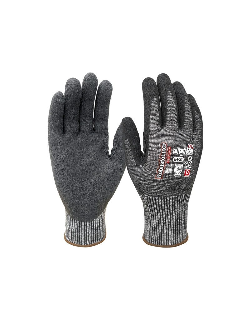 Luva anticorte nível D polegar reforçado I 12 pares 144 cx modelo: ROBUSTOLUX I SAFETOP