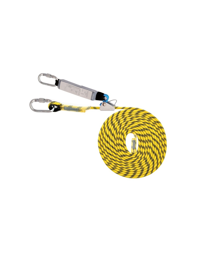 Linha de vida 20 m absorvador + deslizador alumínio + mosquetões I SAFETOP