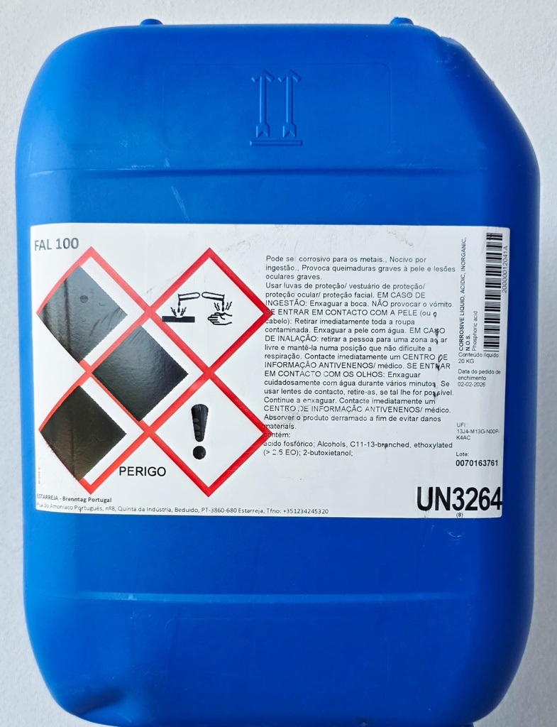 FAL 100, 20 kg: Detergente ácido para desengorduramento e desoxidação ácida sobre metais, especialmente alumínio, Inox e ligas metálicas I BRENNTAG