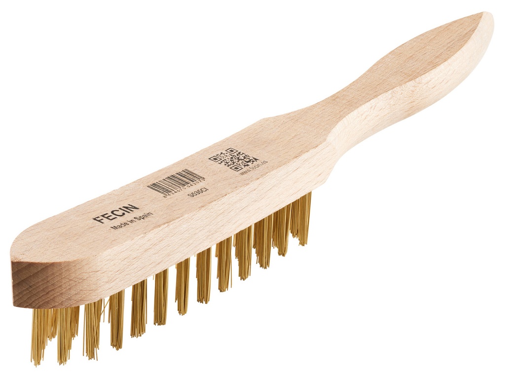Escova manual universal com pega I medida: 290x30cm I 3 fileiras com 40 madeixas em fio aço latonado I FECIN