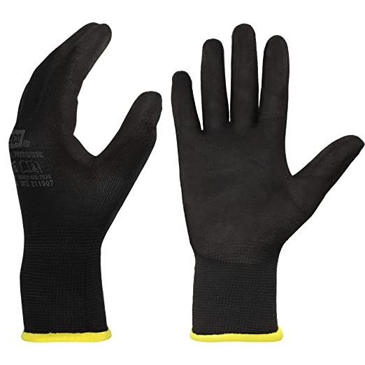 Luvas de suporte em poliester impregnadas de nitrilo, preto - Tamanho 8 (M)