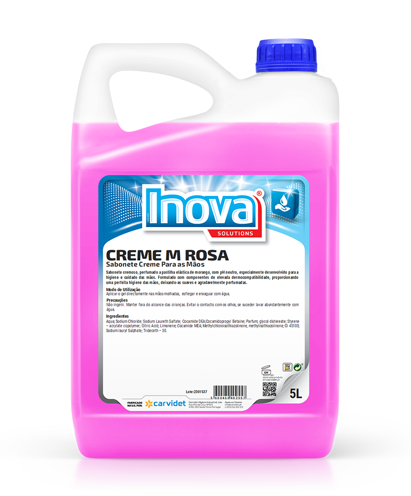 CREME M ROSA, 5 litros: Sabonete creme para as mãos morango I INOVA