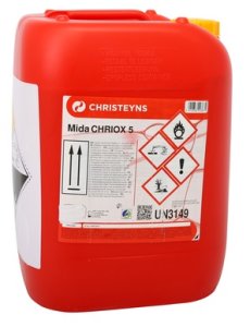 MIDA CHRIOX 5, 22 kg: CIP - Produto biocida com base em ácido peracético 5% (DGAV) ACM: nº230/00/16NBVPT. Para aplicação em sistemas CIP.