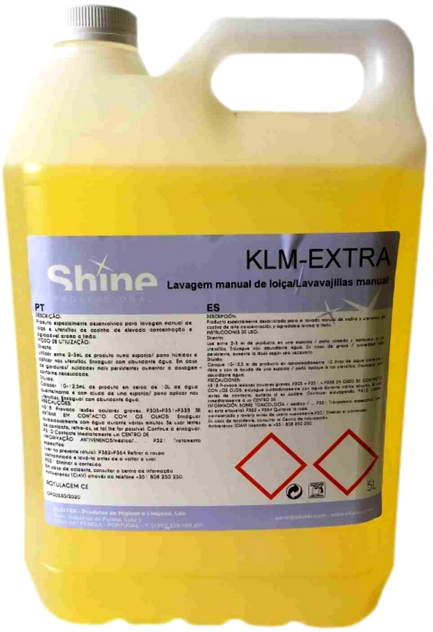 KLM-Extra, 5 litro: Detergente higienizante super concentrado para lavagem manual de loiça (cópia)