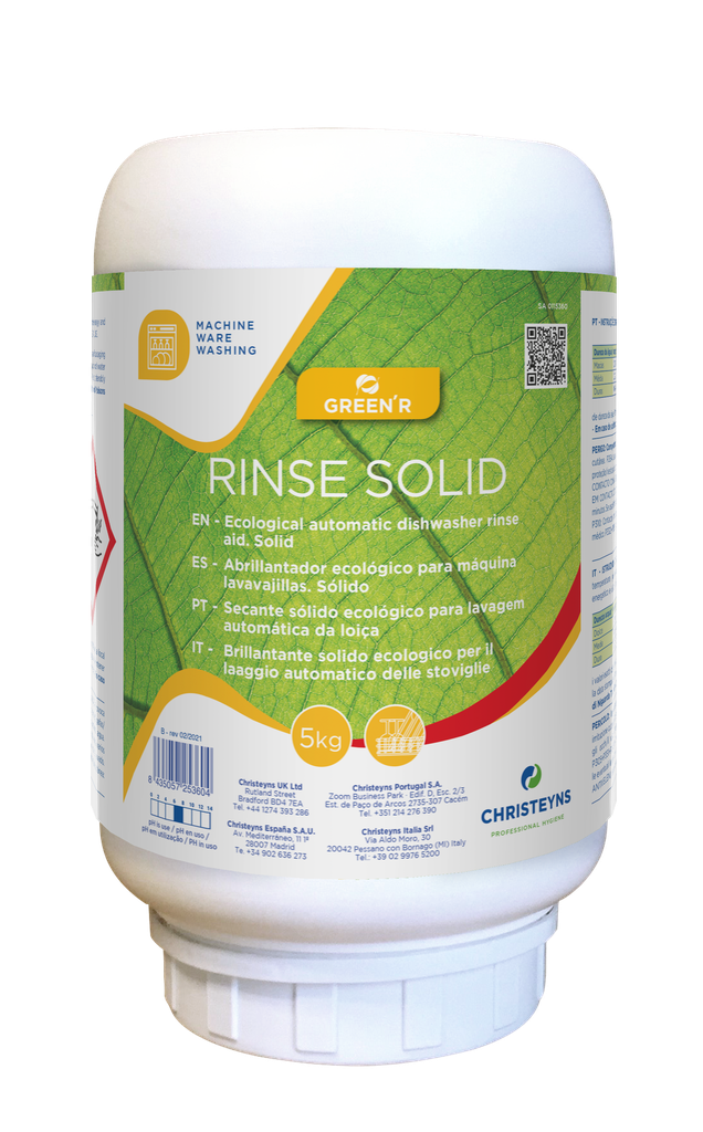 GREEN’R RINSE SOLID, 3,6 kg: Secante sólido para lavagem automática de loiça