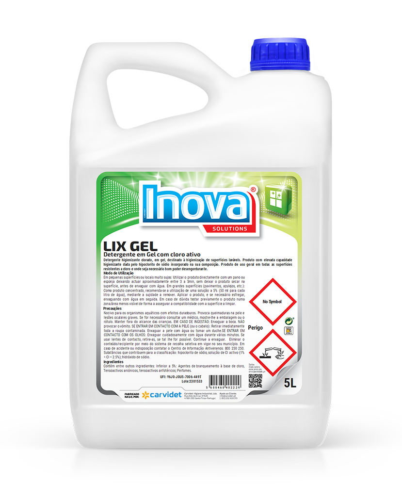 LIX GEL, 5 litros: Detergente Gel Clorado Perfumado I INOVA