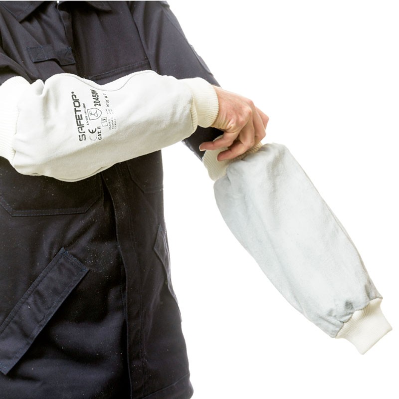 Manguito de proteção em couro cinza com punho I SAFETOP