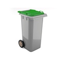 Contentor BIOLOGIC com rodas I tampa verde e fundo cinza I 555x460x900mm I 120 litros