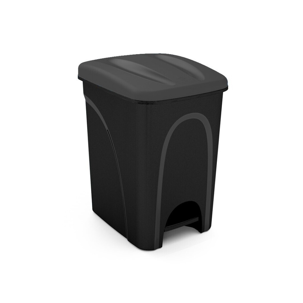 Balde do lixo com pedal e tampa I Preto I 420x275x410mm I 25 litros