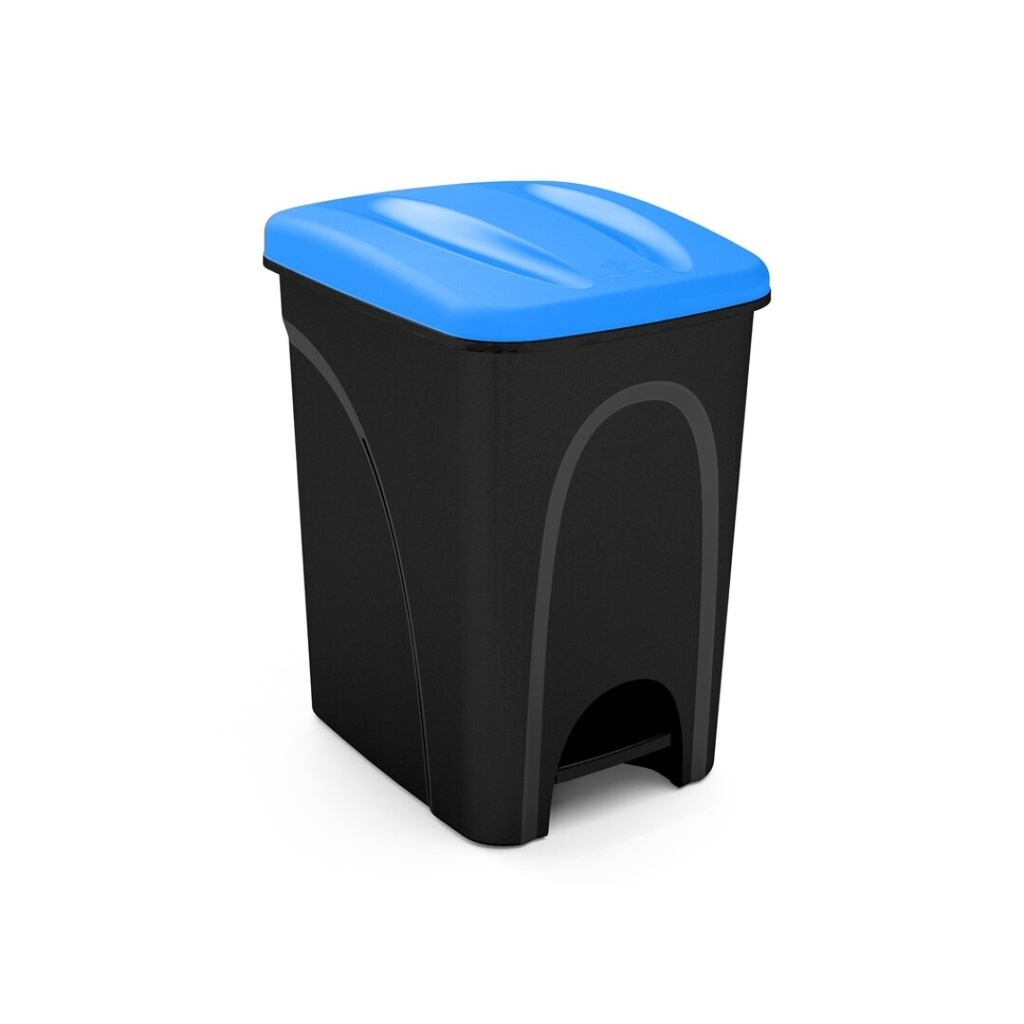 Balde do lixo com pedal e tampa I tampa azul e fundo preto I 420x275x410mm I 25 litros