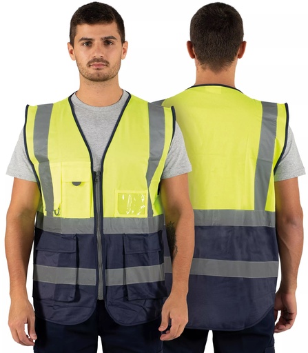 Colete refletor multibolsos com fecho frontal, modelo CL-03