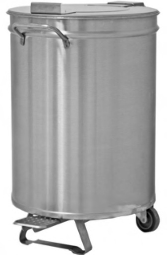 [P4900] Balde do lixo com rodas em inox | Capacidade 50 L