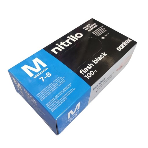 Luvas de Nitrilo Santex Flash Black sem pó Preta 6 gramas (Pack 100)