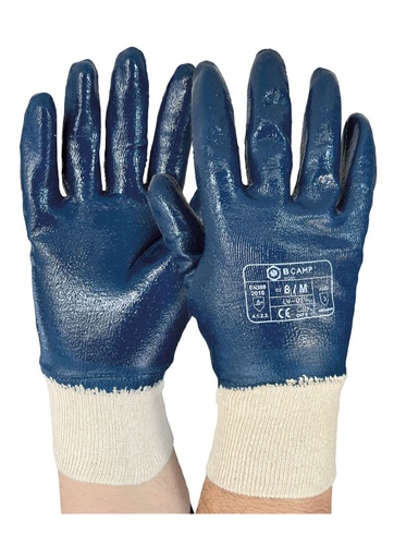 Luvas de suporte revestidas a nitrilo azul