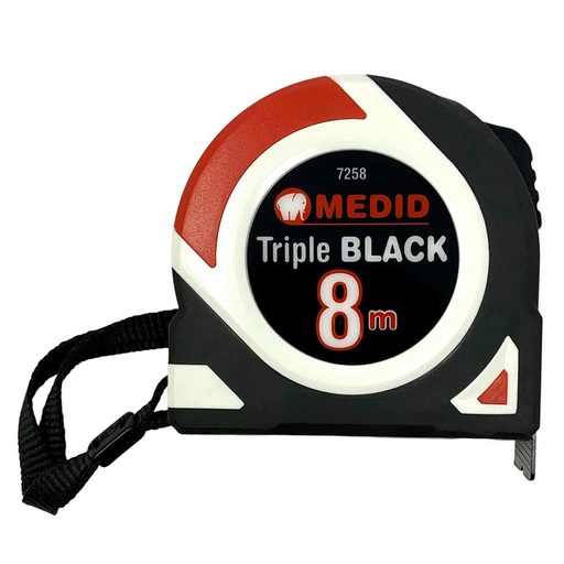 [MEDI006106-7258] Fita métrica MEDID, Linha Triple Black, 8 metros I MEDID