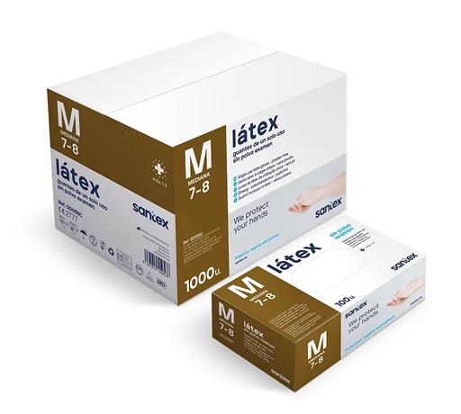 [SANT006752-GD05] Luvas de Latex Santex sem pó transparente - Tamanho XL (Pack 100)
