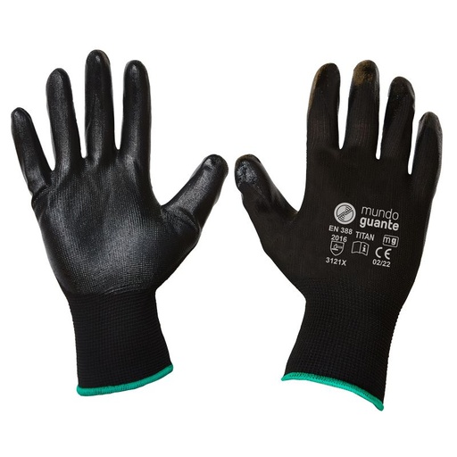 [MGUA007687] Luvas anticorte forrada a nitrilo preto, modelo ATENEA I MUNDOGUANTE - Tamanho 6 (XS) (cópia)