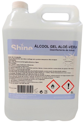 [QUI002070] Gel desinfetante de mãos - Álcool Gel com Aloé-Vera (5 L)