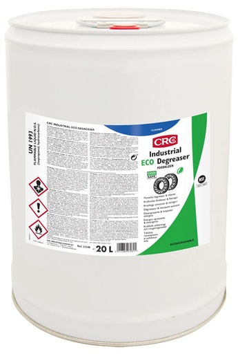 [CRC008883-1032708] Desengordurante ECO Degreaser, 20 litros: Desengordurante industrial penetra, dissolve e remove gordura, óleo, lubrificantes, alcatrão, adesivos e outros contaminantes I CRC