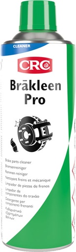 [CRC008896-1031695] Brãkleen Pro 500Ml: Produto limpeza para peças de travões com uma fórmula baseada em  vários ingredientes ativos para uma remoção eficaz de óleo, gordura, sujidade de tráfego e líquido dos travões. Altamente eficaz. Secagem Rápida, sem resíduos e com um prático sistema de pulverização de 360º para utilização invertida I CRC