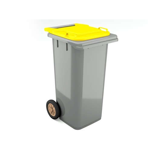 [PRAC009245-02040701] Contentor BIOLOGIC com rodas I tampa amarela e fundo cinza I 555x460x900mm I 120 litros