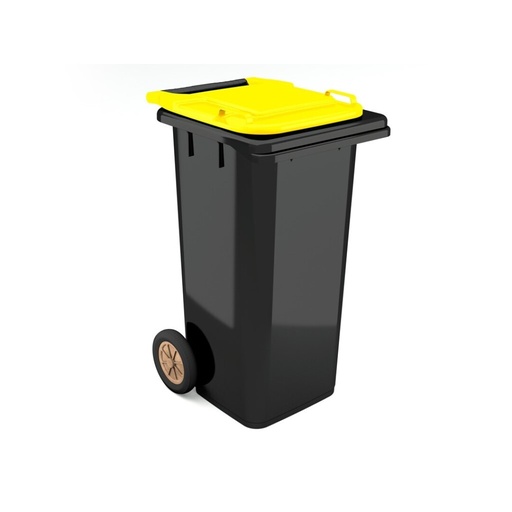[PRAC009246-02040501] Contentor BIOLOGIC com rodas I tampa amarela e fundo preto I 555x460x900mm I 120 litros