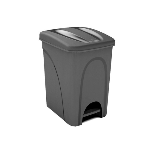 [PRAC009257-2040024] Papeleira com pedal e tampa I Cinza I 420x275x410mm I 25 litros