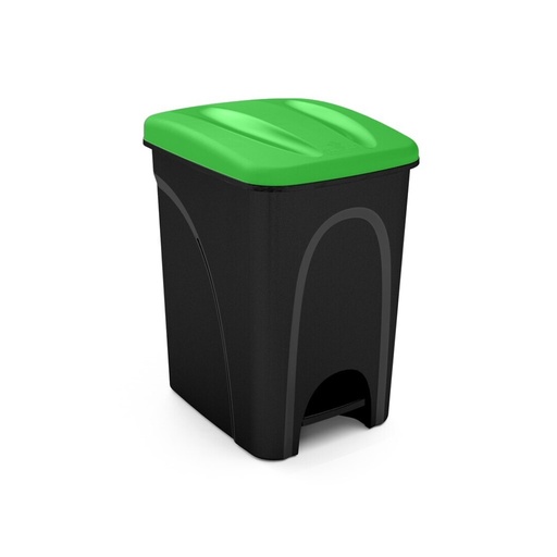 [PRAC009258-2040022] Papeleira com pedal e tampa I tampa verde e fundo preto I 420x275x410mm I 25 litros