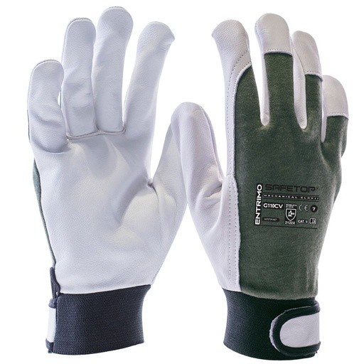 [SAFE0012829-G110CV] Luva em pele e algodão verde I pack de 12 unidades em caixa de 120 pares I modelo: ENTRIMO I SAFETOP