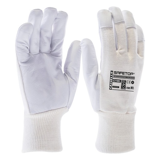 [SAFE0012831-G110ES] Luva em couro e algodão branca I pack de 12 unidades em caixa de 120 pares I modelo: CAMELLE I SAFETOP