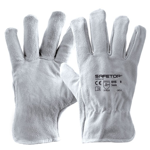 [SAFE0012832-G115] Luva de couro bovino branca I pack de 12 unidades em caixa de 120 pares I modelo: SADA I SAFETOP