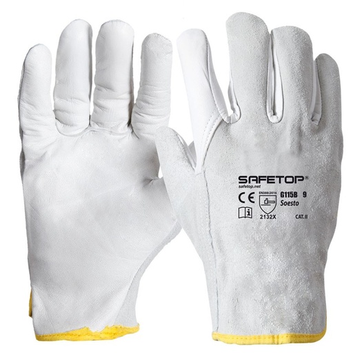 [SAFE0012833-G115B] Luva de couro misto e couro dividido I pack de 12 unidades em caixa de 120 pares I modelo: SOESTO I SAFETOP