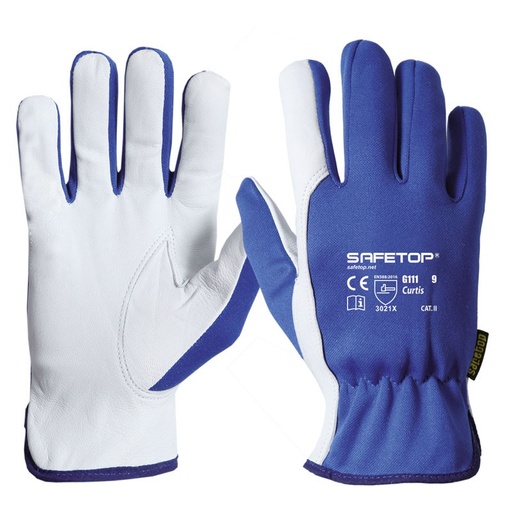 [SAFE0012858-G111] Luva em poliéster e pele de cabra I pack 12 unid  cx de 120 pares I modelo: CURTIS I SAFETOP