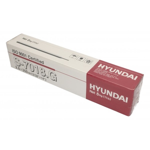 [HYUN0012868] Elétrodo básico para soldadura I S-7018.G DE 2.60x350 I caixa: 5kg/220 unidades I HYUNDAI WELDING