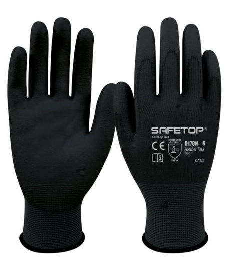 [SAFE13799-G170N] Luva poliuretano sintético  I pack 12 unid cx 120 pares I modelo: FEATHER TASK 12 I SAFETOP