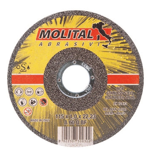 [MOLI0013842] Disco de corte inox I medida: 115 x 1.0 x 22 I caixa: 50 unidades I MOLITAL