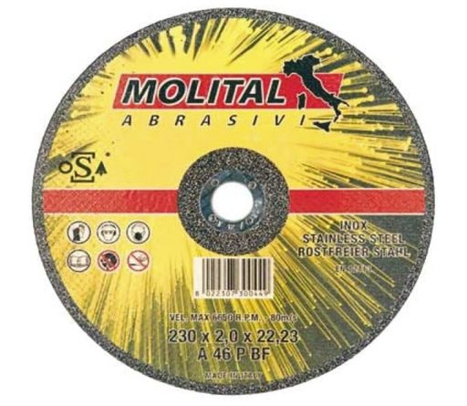 [MOLI0013847] Disco de corte inox I medida: 230 x 2.0 x 22 I caixa: 25 unidades I MOLITAL