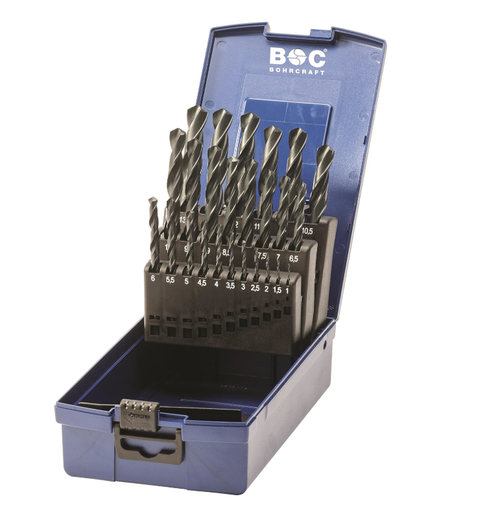 [BOHR0015716-11191330019] Jogo brocas DIN 338 HSS-G vaporizada I Caixa plástico I  19-pçs. 1 - 10 x 0,5 mm (cópia)