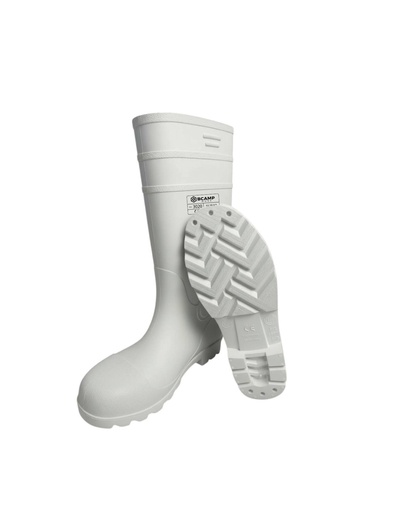 Bota de borracha com biqueira de aço em PVC I Segurança: S5 SR FO I modelo: 3020 I cor: Branca