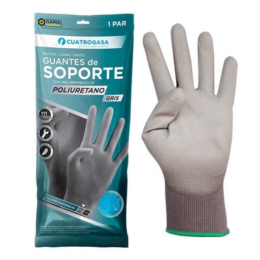 [LNP001010-P470] Luvas de suporte em poliester impregnadas de poliuretano, Cinza - Tamanho S I 7