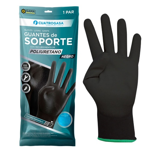[LNP001010-P476] Luvas de suporte em poliester impregnadas de poliuretano, preto - Tamanho L I 9