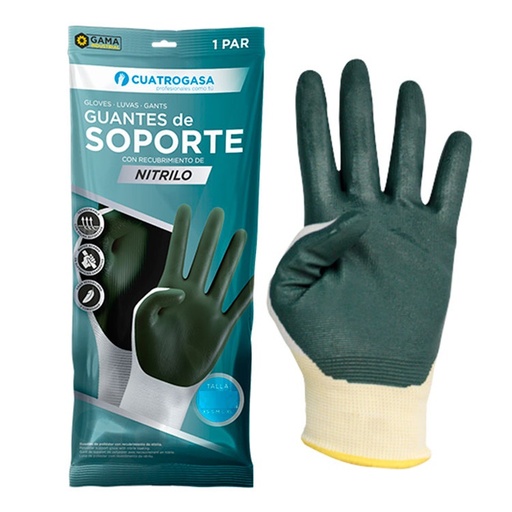 [LNP001010-P478] Luvas de suporte em poliester impregnadas de poliuretano, preto - Tamanho L I 9 (cópia)